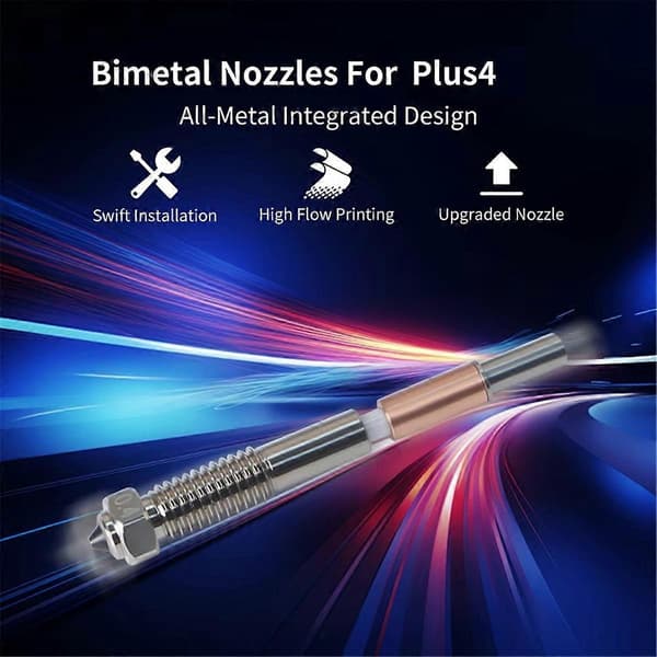 2 stk. til QIDI Plus4 Bimetal Dyse Hurtig Fjernelse Keramisk Isolering Integration 0,4 mm Dyser HighTe