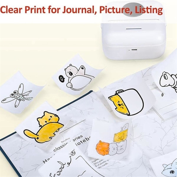 6 ruller Mini Pocket Printer Klistremerkepapir, 30 X 57 mm selvklebende termisk papir for Pocket Printer, (hs)