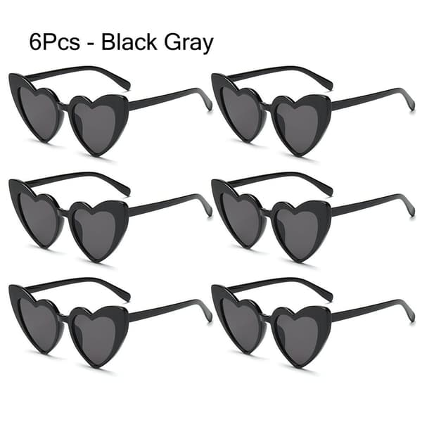 6 stk Hjerteformede Solbriller Kjærlighet Hjerte Solbriller 6 STK - SVART 6Pcs - Black Gray 6Pcs - Black Gray