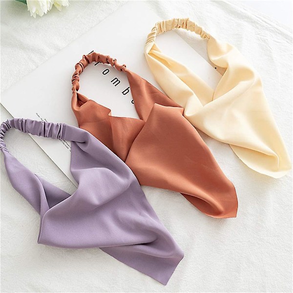 6-pack hårscarfar enfärgade bandanas stretchiga hårband för flickor (3-h)