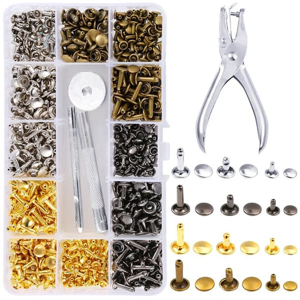 Nahka Niitit 360 Set 2 Kokoa Tuplaniitit Putkimaiset Metallinastat