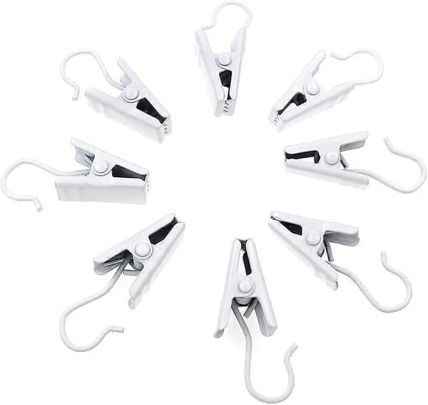 100-pack Gardinklämmor i rostfritt stål Krokar String Party Lights Hängare Tråd Hållare (Vit)