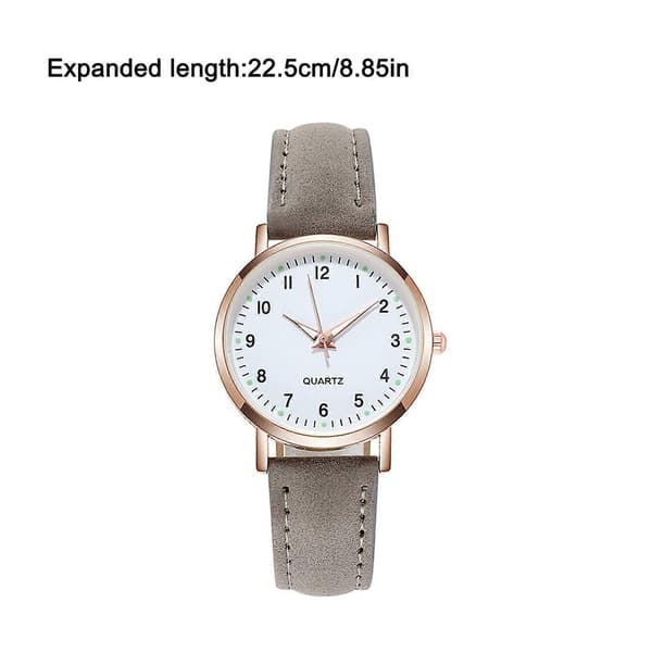 Dam Analog Kvarts Klocka med Läderarmband Grey