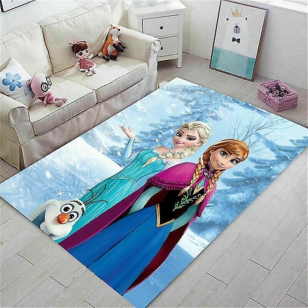 Cartoon Frozen Anna Elsa Olaf Area Mattor Mattor Antisladd Hem Vardagsrum Barn Sovrum Golvmattor Halkfria 80X120cm