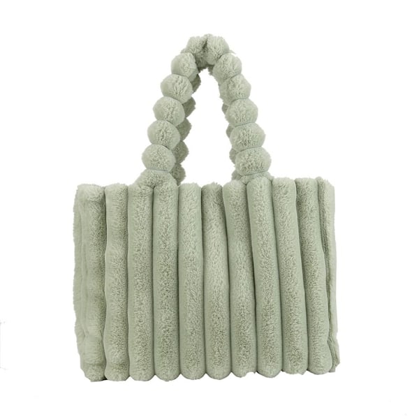 Mjuka plyschhandväskor i konstpäls, enfärgade shoppingväskor BEIGE Beige