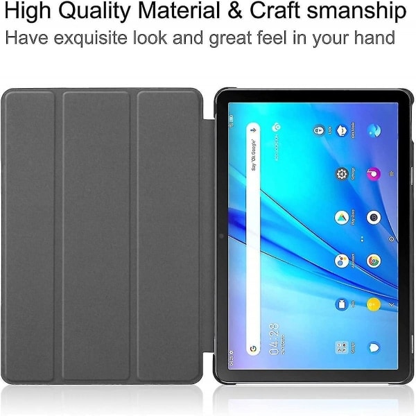 TCL Tab 10s 10,1 tuuman tabletille, kolminkertainen ohut ja kevyt kestävä kuori Smart cover TCL Tab 10s -kannella ja telineellä - musta