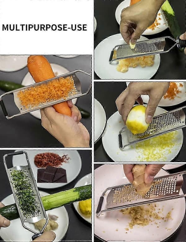 Premium Klassisk Skarp Rivejern i Rustfrit Stål til Parmesan, Hård Ost, Ingefær & Chokoladespåner