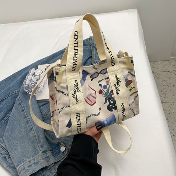 Trykt Tote Taske Crossbody Taske EE E E