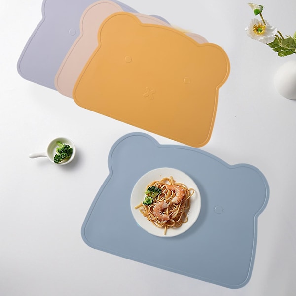 Tjock Underlägg Söta Björnarformade Silikonunderlägg Värmeisolering Halksäker Lätt att Rengöra Matskiva Beige