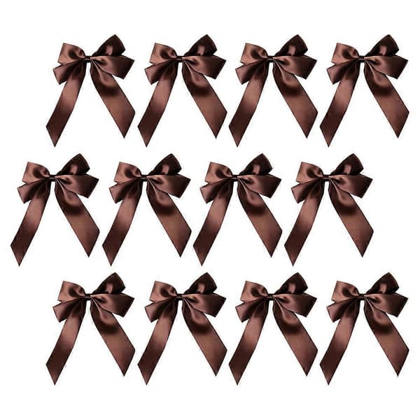 Kaffefarget båndsløyfe for gaveinnpakning 40 stk Polyester Bow_Kvalitetsgaver Kaffe Coffee 12.5x11cm