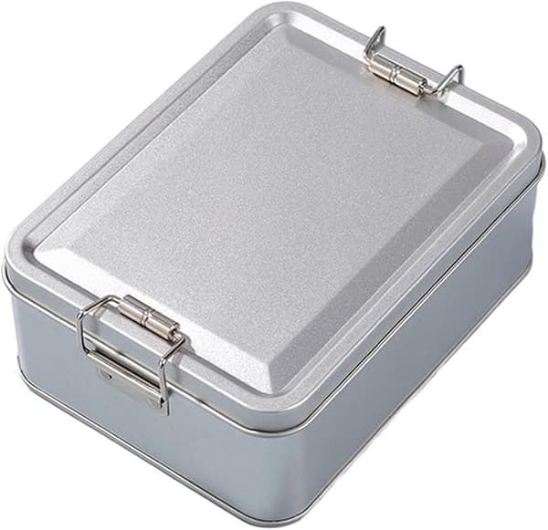 Rektangulära förvaringsburkar i metall med lock för godsaker, te, etc.