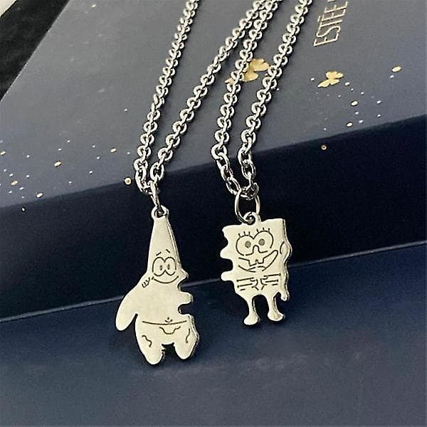 Spongebob Squarepants Piirretty Tähti Par Titanium Teräs Kaulakoru Ei Valkaisu