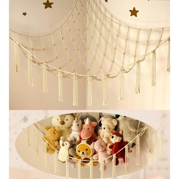 Plush-lelujen säilytyspussi riippumatoina tai verkkoina - Suuri lelujen riippumatto verkko plush-leluille huoneen sisustukseen - Söpö plush-lelujen järjestäjäpidike