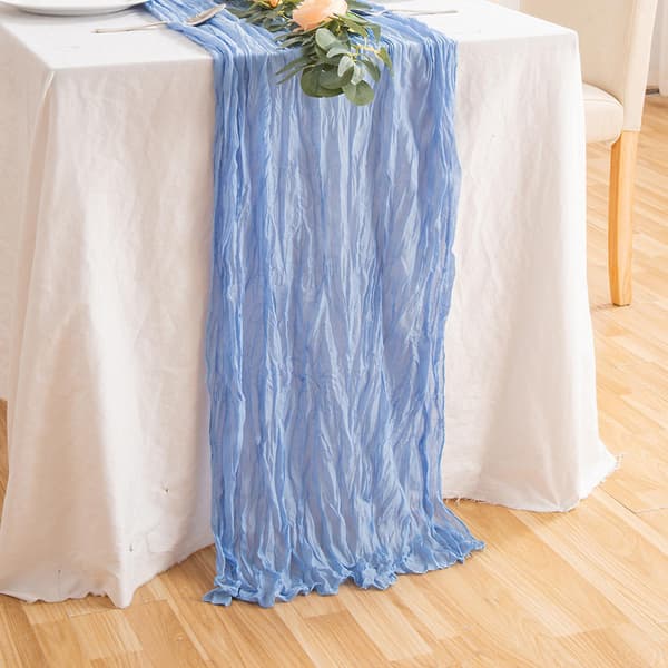4m Bryllupsduk i gas, Bryllupsborddekorasjon, Rustikk stil Blue
