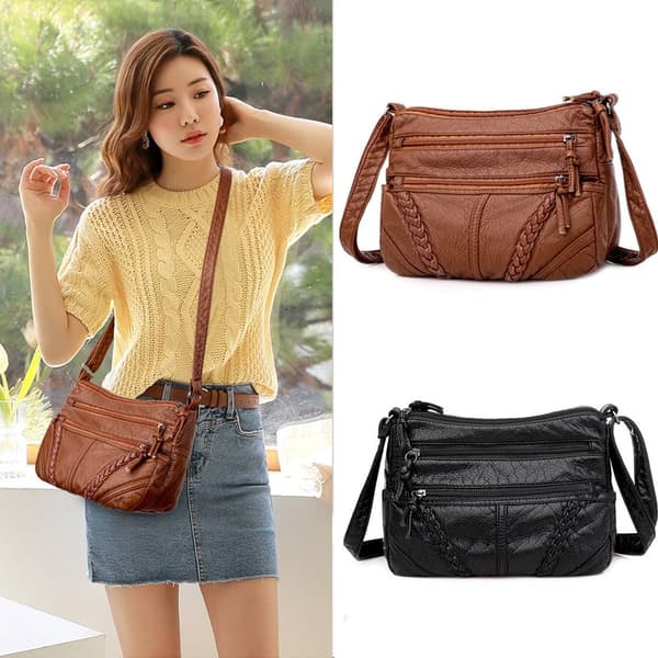 Crossbody-tasker i PU-læder, stoftaske, SORT black