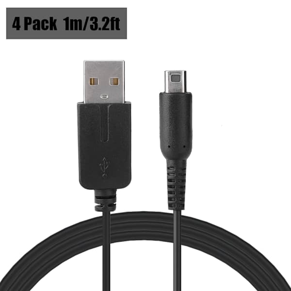 4 stk USB Strømkabel Adapter USB Oplader Opladningskabelledning til 3DS/NDSI/NEW/2DS