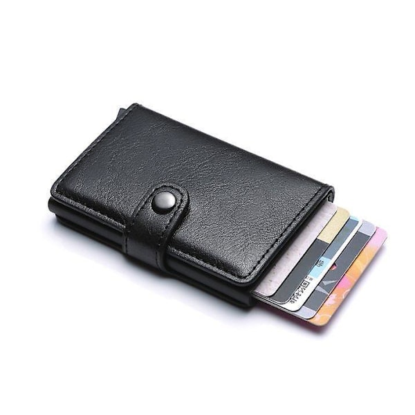 (Specialerbjudanden) PopUp Smart Card Case Matar Ut 8 Kort RFID-NFC Säker - Svart