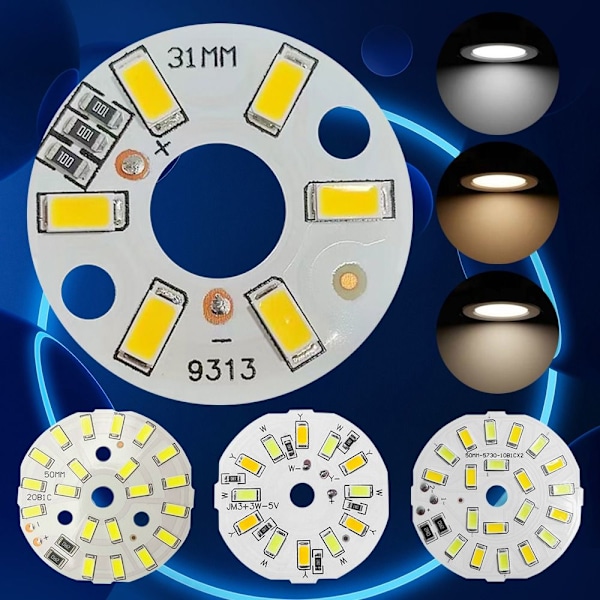 5 LED lyskildechips Lysdioder 3W neutral hvidt lys 3W neutral white 3W neutral white