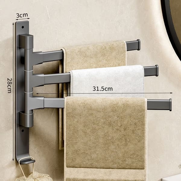 Pyörivä pyyheteline Kylpypyyheteline HARMAA 3 tankoa 3 tankoa harmaa grey grey 3 rods-3 rods