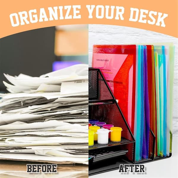 24-pack Plastic Pockets with Snap Closure, Plastic Folder for Documents A4 Transparent Pockets