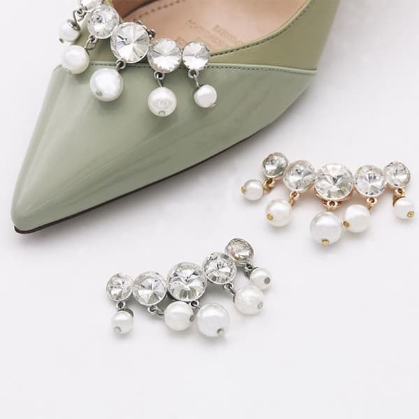 Rhinestone Skoklips Skinnende Dekorativ Klips SØLV Silver