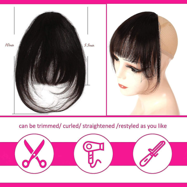 Clip-in lugg med tempelblont 100% äkta hår lugg Clip-on extensions franska