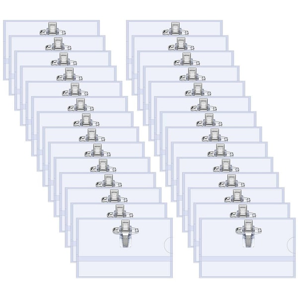 (Specialerbjudande) Paket med 100 Namnskyltar 90 x 56mm Transparent Namnskylt för
