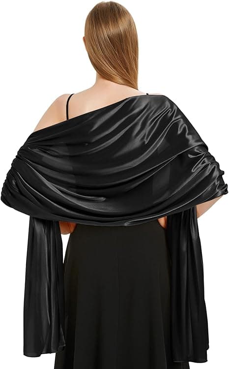 Satinsjal til Kvinder Bryllupssjal Passer til Aftenkjole Elegant Chic Sjal Passer til Gray