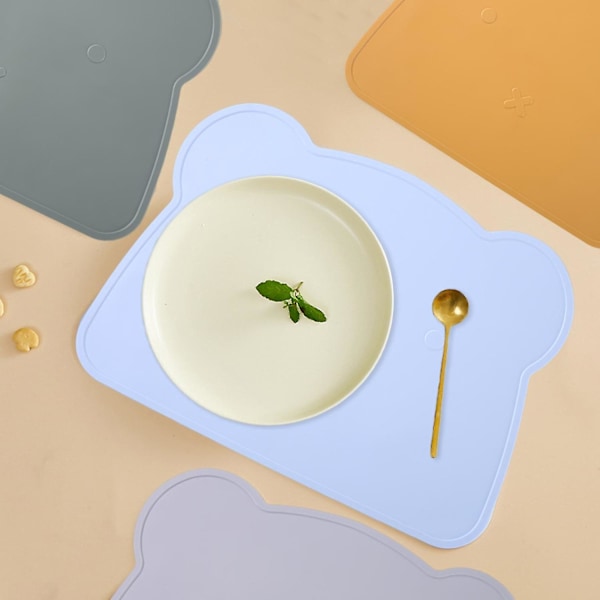 Tjock Underlägg Söta Björnarformade Silikonunderlägg Värmeisolering Halksäker Lätt att Rengöra Matskiva Beige