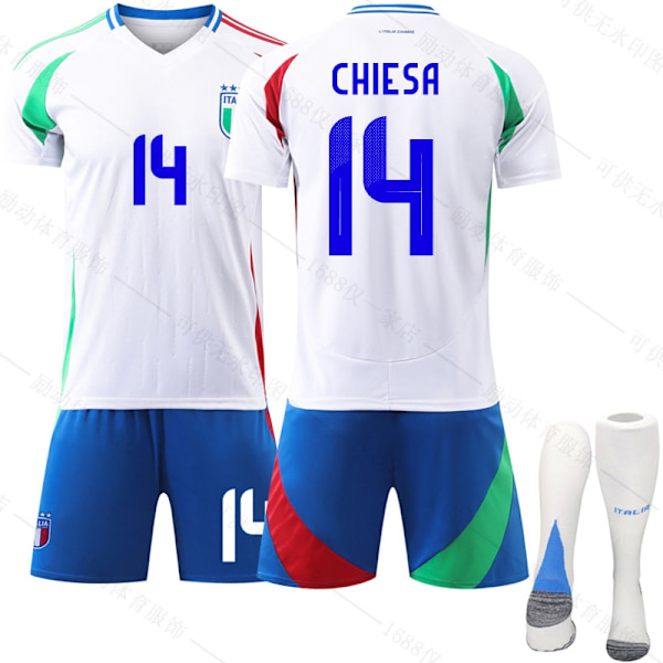 (Specialerbjudande) Jud- 2024 Italien Bortatröja EM Fotboll 14 CHIESA-Xin 14 CHIESA S 14 CHIESA