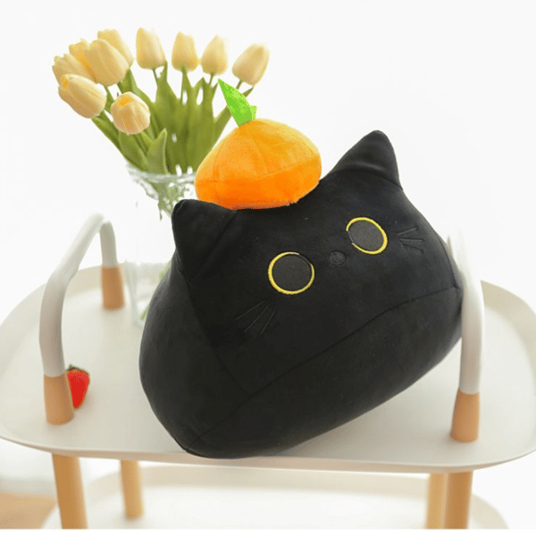 Svart katt plyschkudde gosig kudde docka 38CM 38cm