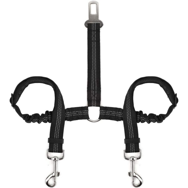 Dobbelt kæledyrsbælte justerbart med elastisk bungee