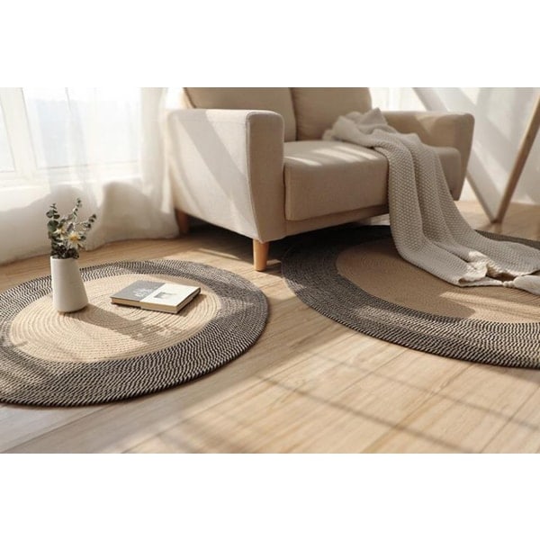 Jute-matto pyöreä, juutin luonnonkuitu 75cm