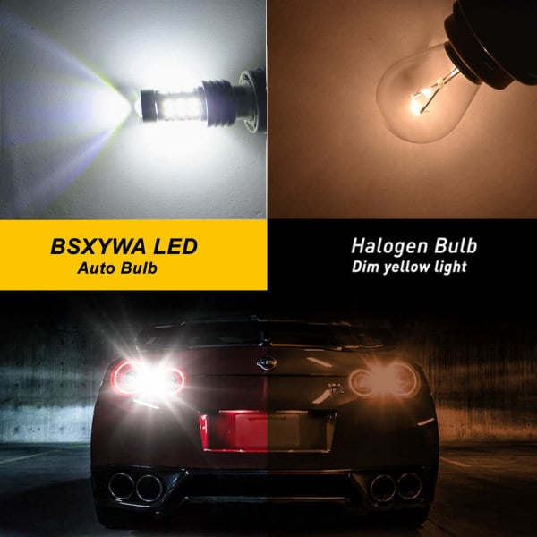 1156 P21w Ba15s 12v-24v 2st LED-bilpærer, 1200 lumen hvid 6500K