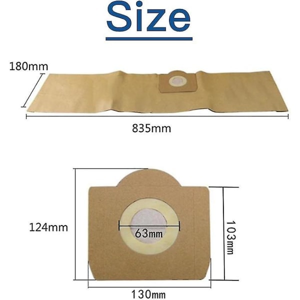 Kärcher WD3 dammsugarpåse, set med 5 raka dammsugarpåsar för Karcher WD3, WD 3 Premium, WD3200, WD3500p, A2204, A2204, A2534, SE4001 [DB]