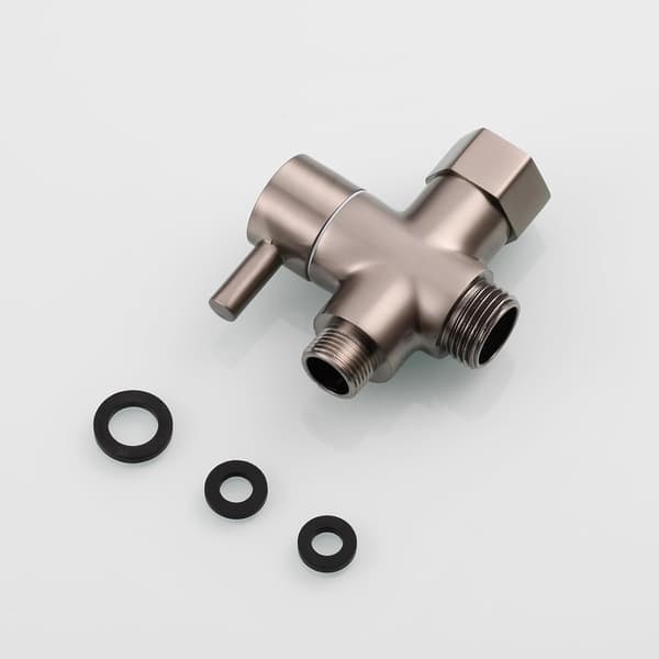 3-veis Omkaster Messing Stengeventil 3/8”-12/17 Adapter for Toalettvannledning, Nikkel