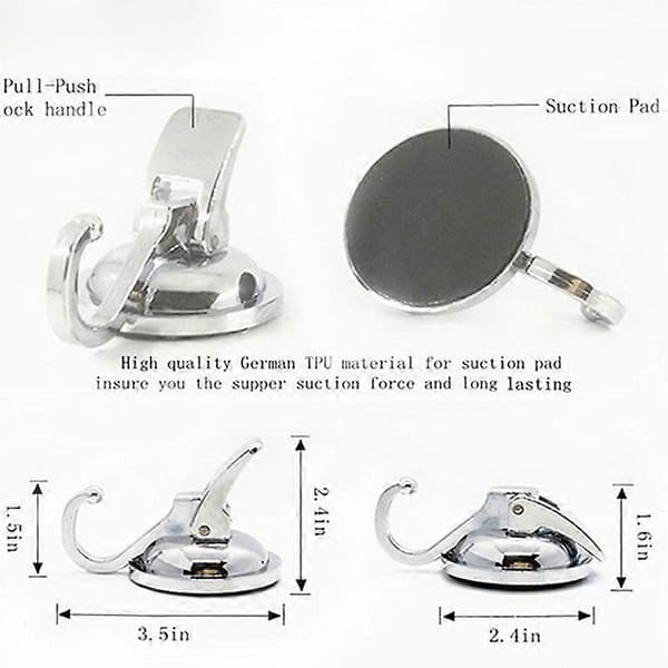 2-pack Starka sugkoppskrokar för kök, badrum, toalettorganisation silver