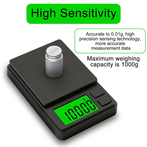 Digital Precision Scale 0.1g/1000g, Portable Scale, Jewelry Scale, Multifunctional Milligram Pocket Scale, with LCD Display