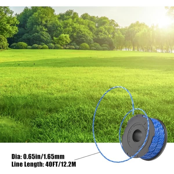 Ersætningsspole til Black and Decker A6441 Strimmer Line, 1,65 mm, erstatningsspoler til GL652, GL655, GL650, GL660, GL680 Strimmer