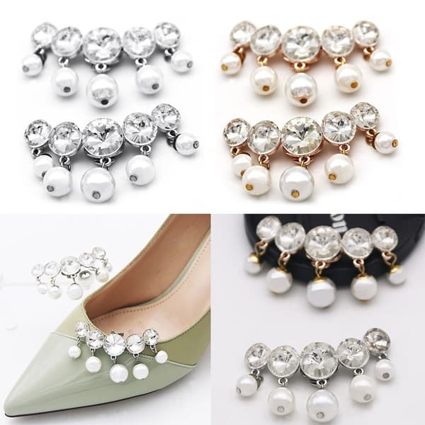 Rhinestone Skoklips Glitrende Dekorativ Klips SØLV Silver