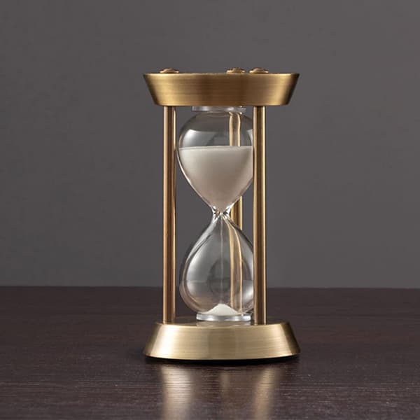 Vit metal messing timeglas sandur timere 10 minutter, glas San