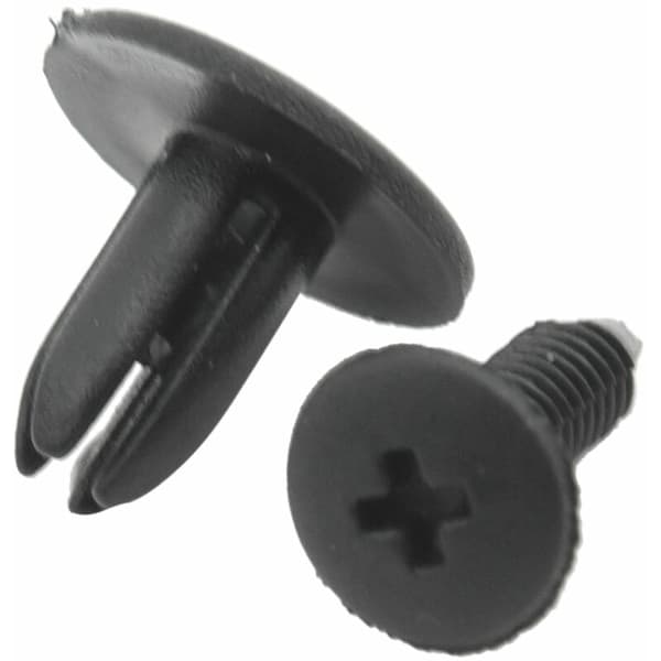 100 st Bilplastskruvar, svart, 6 mm hål