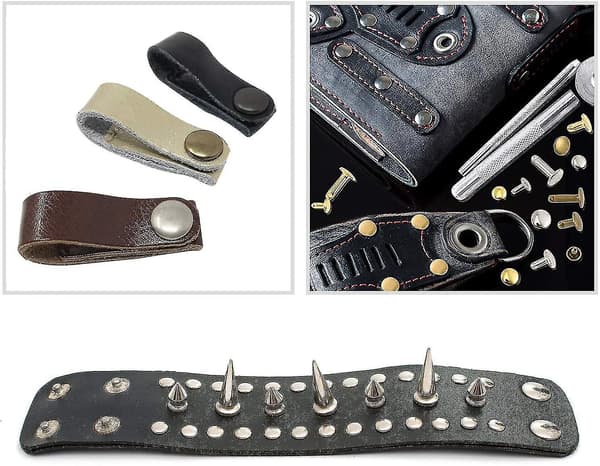 Leather Rivets 240 Set 2 Sizes Double Cap Rivets Tubular Metal Studs