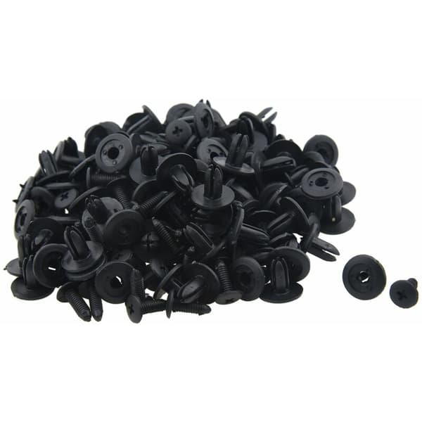 100 st Bilplastskruvar, svart, 6 mm hål