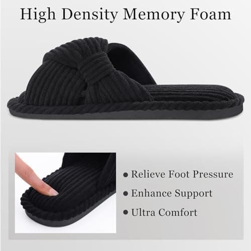 Tofflor för kvinnor Innetofflor Öppen tå Halkfria sovrumsskor med memory foam