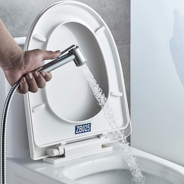Sett med 1 WC hånddusj med holder og slange, dusjhode, krom