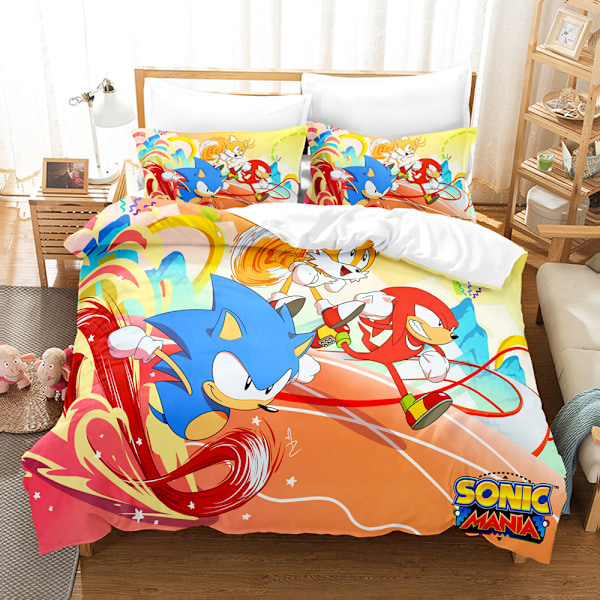 (Labor Day-kampanj!) Sonic tecknad anime sängkläder täcke set tre delar 135*200