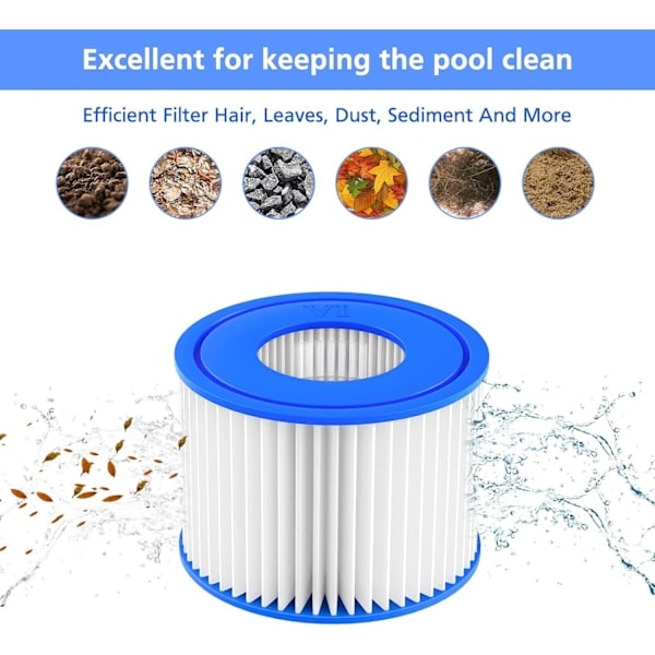 Lay-Z-Spa filterpatron (VI), kompatibel med alla Lay-Z-Spa bubbelpooler, 6-pack