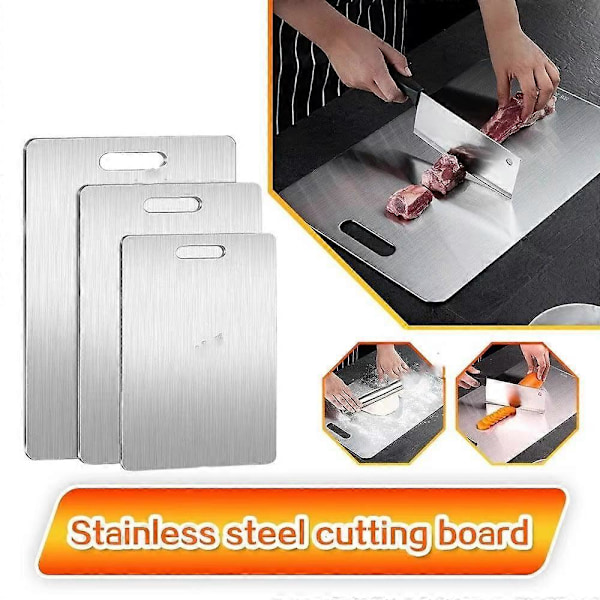 Tyk Rustfrit Stål Skærebræt Antibakteriel og Skimmelresistent Husholdnings Skærebræt Køkken Æltebræt 39x28cm