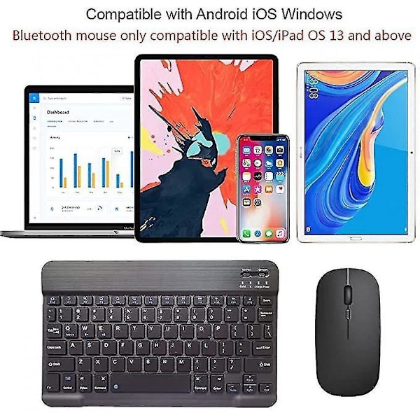 10 tums trådlöst Bluetooth-tangentbord och mus för Ipad Air Pro